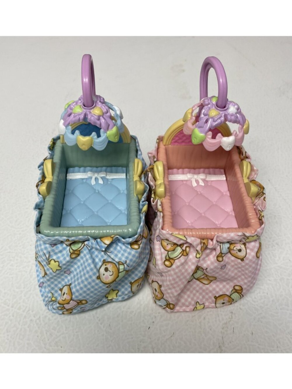 Fisher Price Loving Family Dollhouse Pink & Blue Baby Cribs For Twins Crib Lot